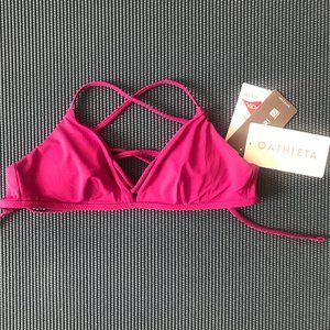 Athleta Tie Back Bikini Swim Top Magenta